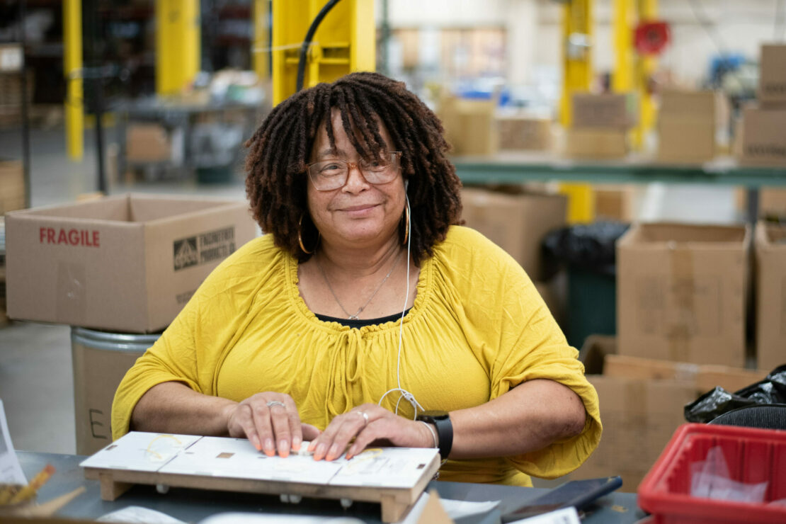 Woman doing packaging work