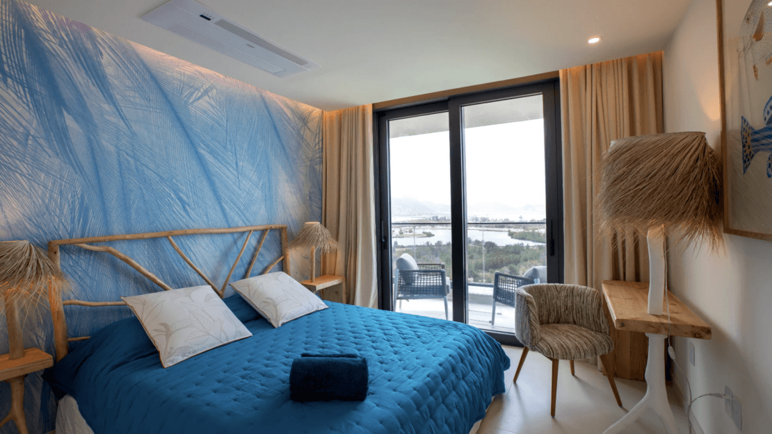 Blue beach themed bedroom