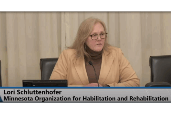 Go to Lori Schluttenhofer Testifying on Behalf of the MN Organization for Habilitation and Rehabilitation